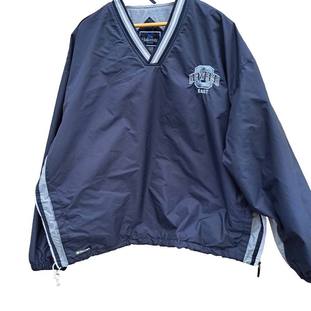 Holloway Men's Windbreaker Navy Blue Long Sleeve With Lining Pullover Size 2XL